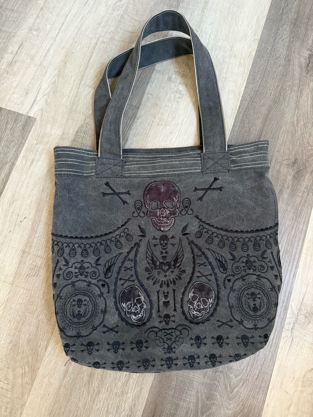 Loungefly Black canvas tote with Skulls Dia De Los Muertos